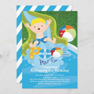 Fun Boy Pool Invitation de fête d'anniversaire