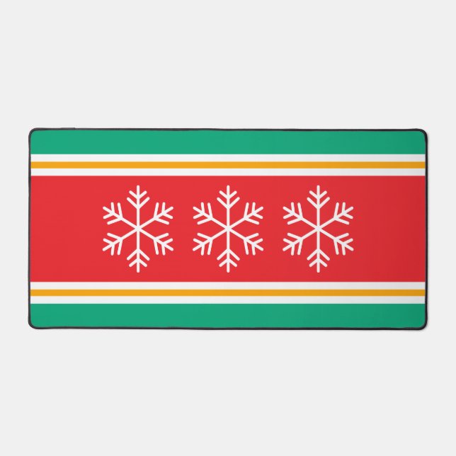 Fun Bright Christmas Green Red Stripes Snowflics (Recto)