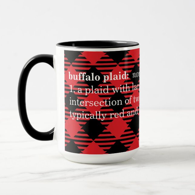 Fun "Buffalo Plaid" Mug de café - rouge et noir (Gauche)