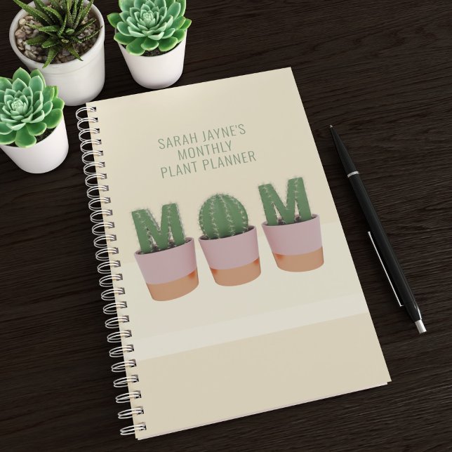 Fun Cactus Maman Custom Succulent Plante Planner (Plant parent? Need a handy planner to help you with your seedlings? Just add your name)