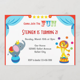 Fun Carnival Circus Enfants Invitation d'anniversa