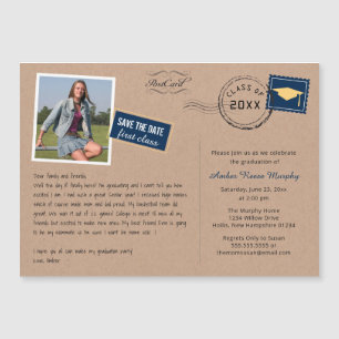 Fun Carte Postale Style Graduation Party Invitatio