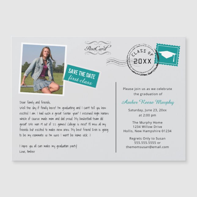 Fun Carte Postale Style Graduation Party Invitatio (Devant)