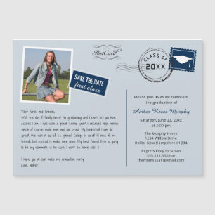 Fun Carte Postale Style Graduation Party Invitatio