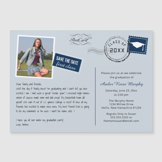 Fun Carte Postale Style Graduation Party Invitatio (Devant)