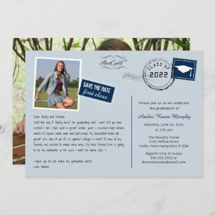 Fun Carte Postale Style Graduation Party Invitatio