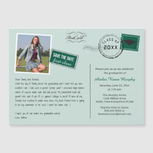 Fun Carte Postale Style Graduation Party Invitatio