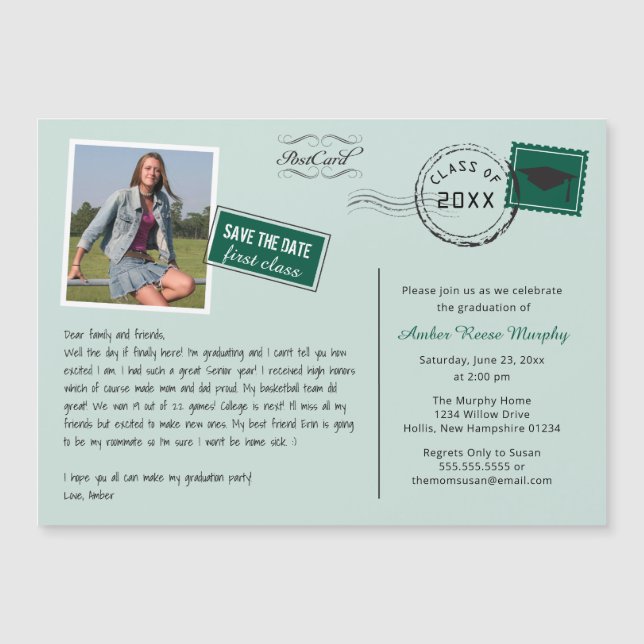 Fun Carte Postale Style Graduation Party Invitatio (Devant)