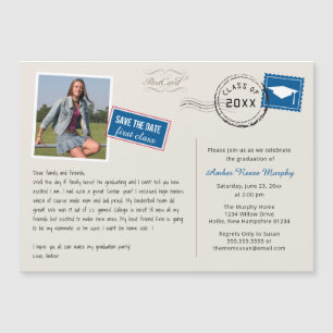 Fun Carte Postale Style Graduation Party Invitatio