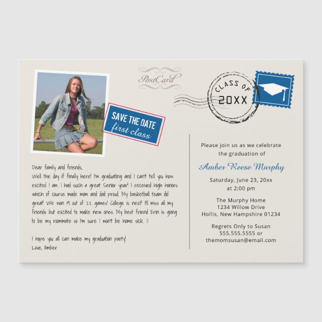 Fun Carte Postale Style Graduation Party Invitatio (Devant)