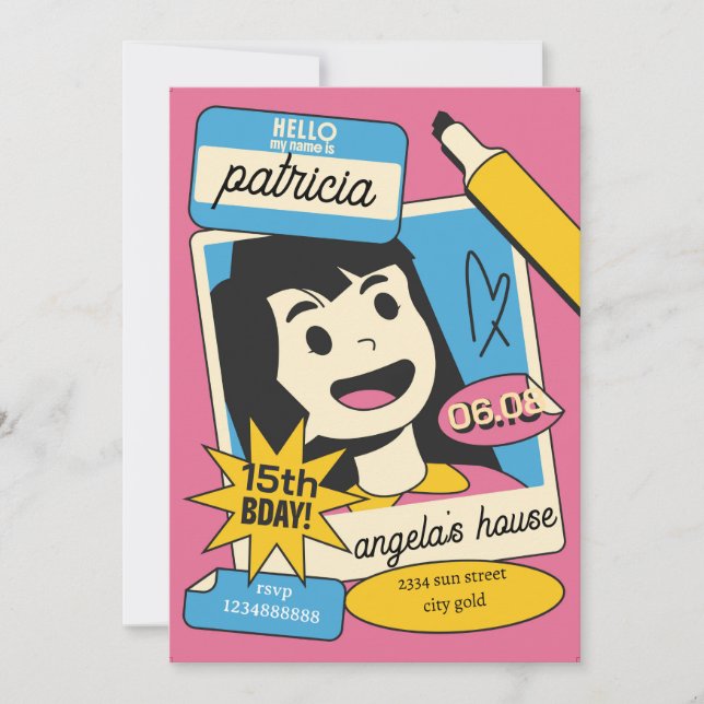 Fun Cartoon Birthday Invitation – Colorful Kids  (Devant)