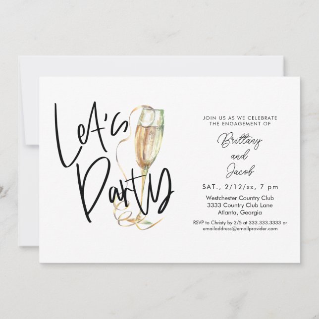 Fun Champagne Engagement Party Invitation (Devant)