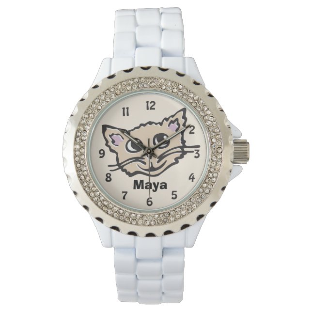 Fun chat chaton nom graphique poignet montre (devant)