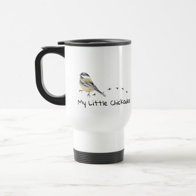 Fun Chickadee mignon petit Bird Traces Mug (Gauche)