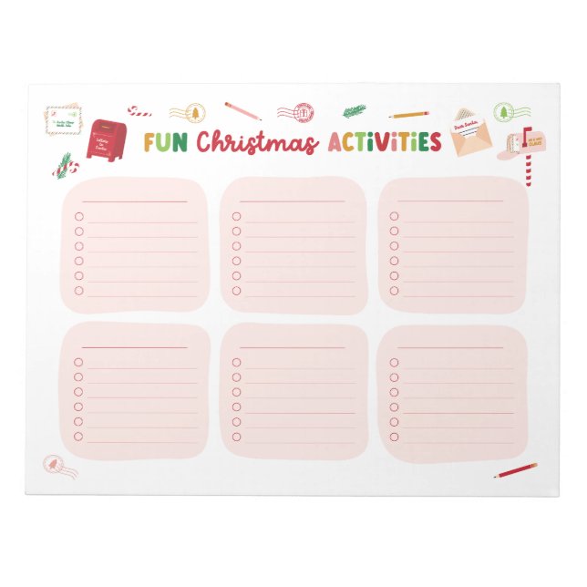 Fun Christmas Activities Checklist Bloc-notes (Devant)