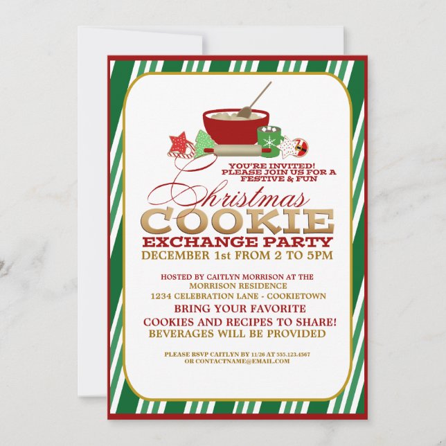 Fun Christmas Cookie Exchange Party Invitation (Devant)