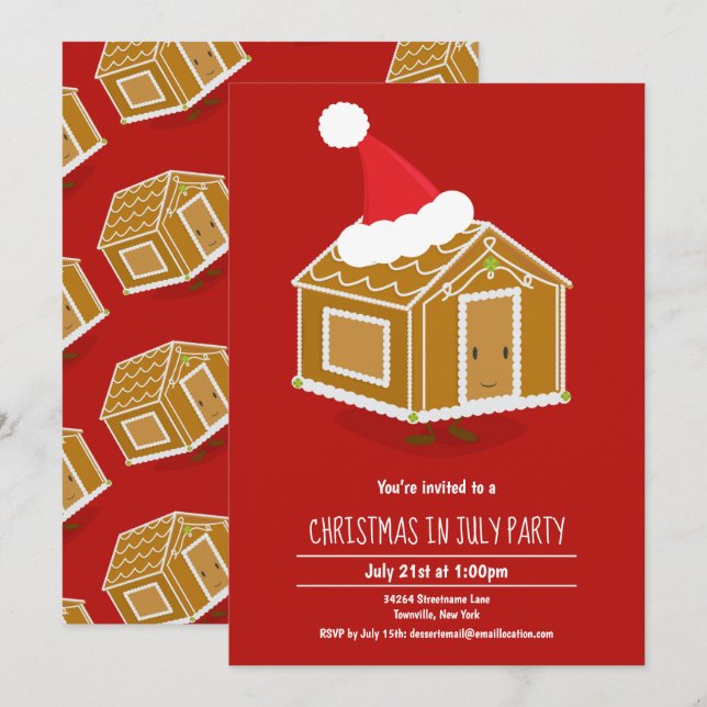 Fun Christmas in July Party Invitation (Devant / Derrière)