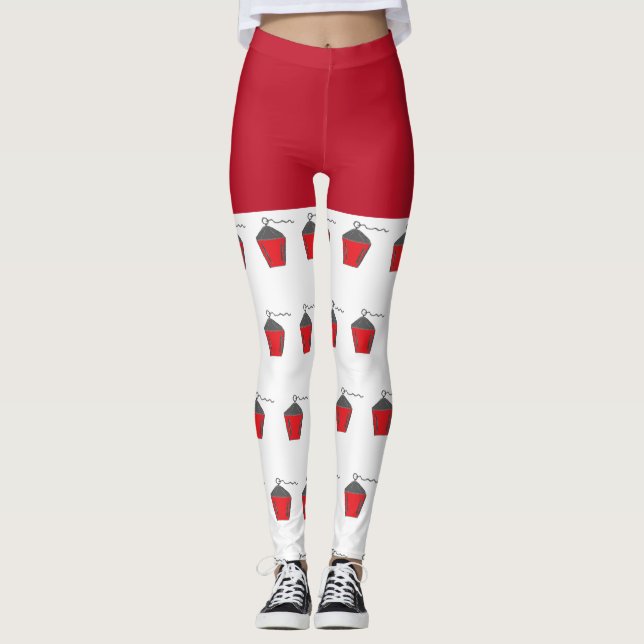 Fun Christmas Red Bryn Mawr Lantern White Leggings (Devant)