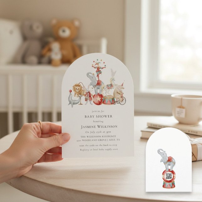 fun Circus Baby Shower with qr code Invitation (Créateur téléchargé)