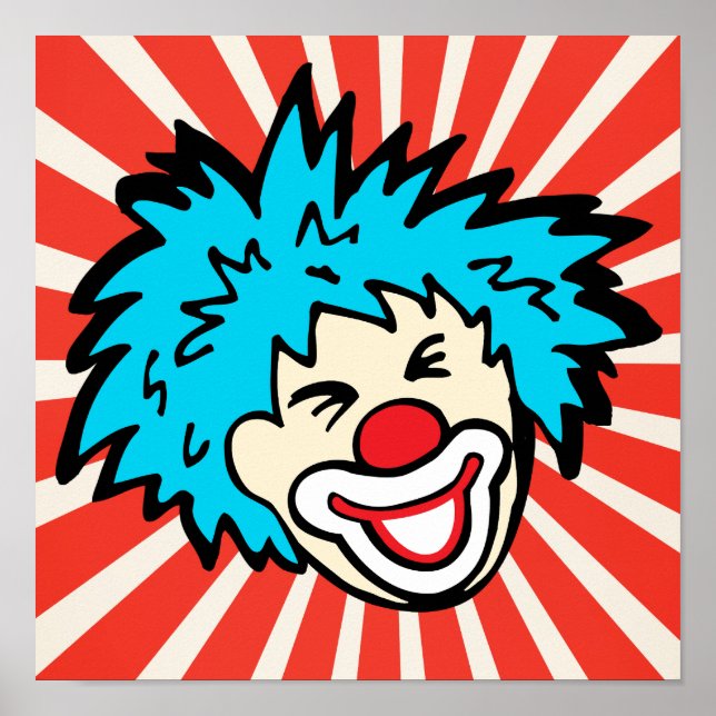 Fun circus clown bright graphic square poster (Devant)