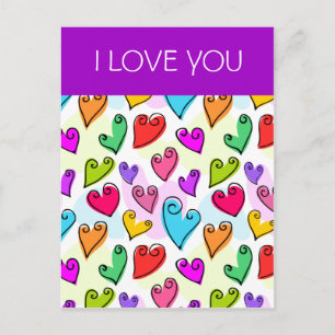 Fun Colorful Coeurs de Valentine Carte postale