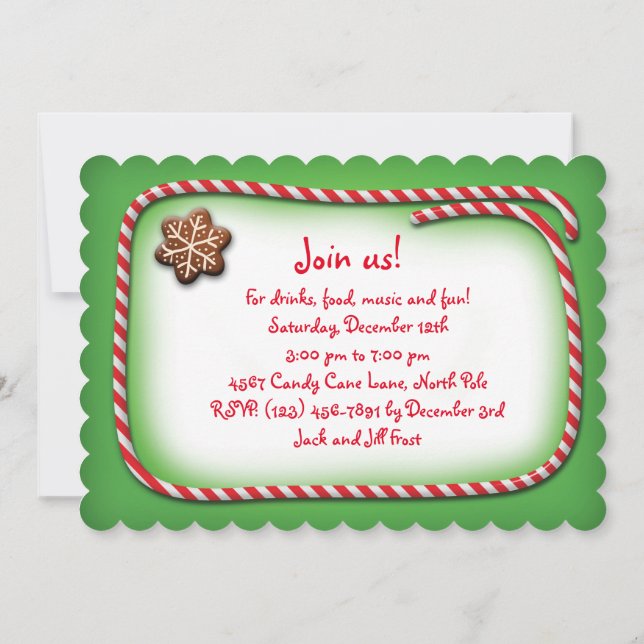 Fun Cookies and Candy Christmas Party Invitation (Dos)