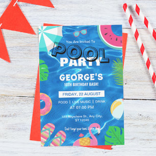 Fun Cool Pool Party Nage Invitation d'anniversai