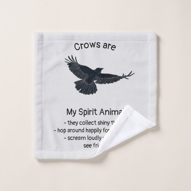 Fun Crows Bird Spirit Animal Humour Citation Totem (Gant de toilette)
