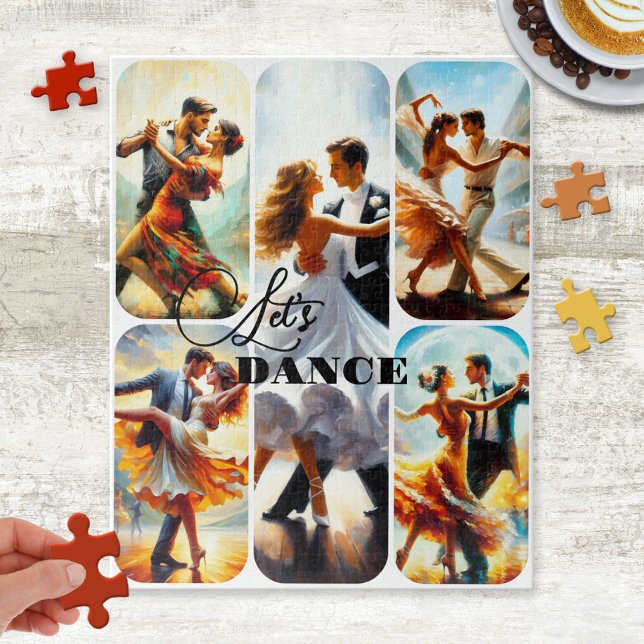 Fun Custom Dance Photo Collage Puzzle (Puzzle featuring a photo collage. You can replace all the paintings of dancers with your own photos)