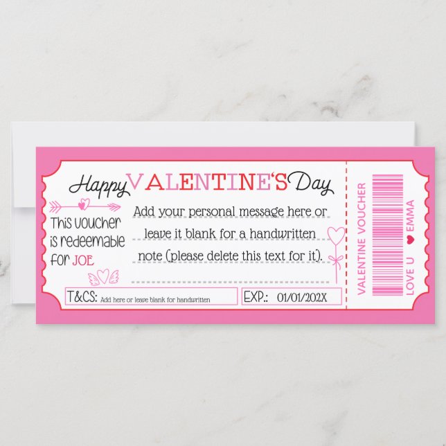Fun Custom Valentine's Day Card comme bon cadeau (Devant)