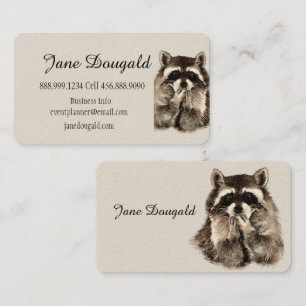 Fun Cute Aquarelle Raccoon Animal Carte de visite