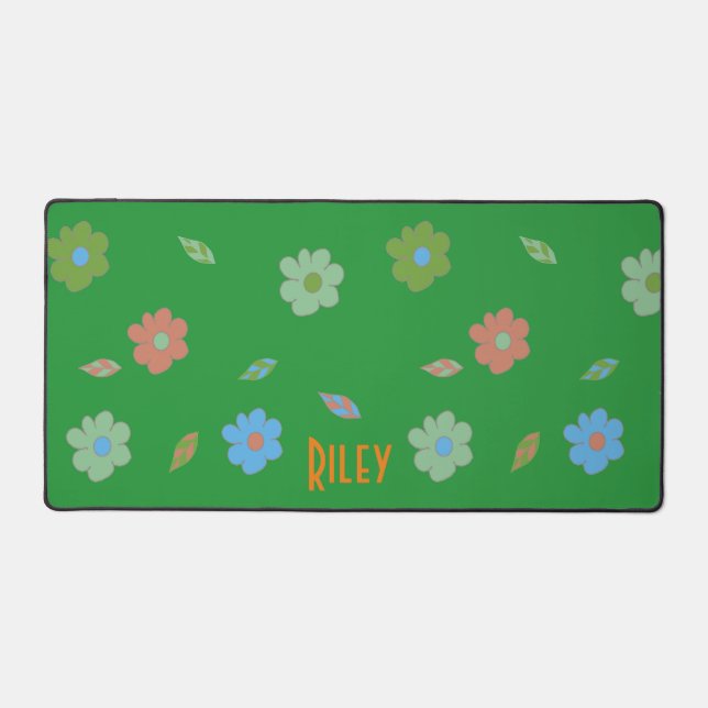 Fun Cute Girls Green Retro Flower (Recto)