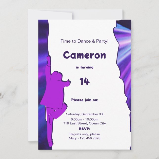 Fun Dance Party 14th Birthday Invitation (Devant)