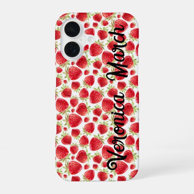 Fun de fraise personnalisée iPhone 16 coque brilla (Verso)