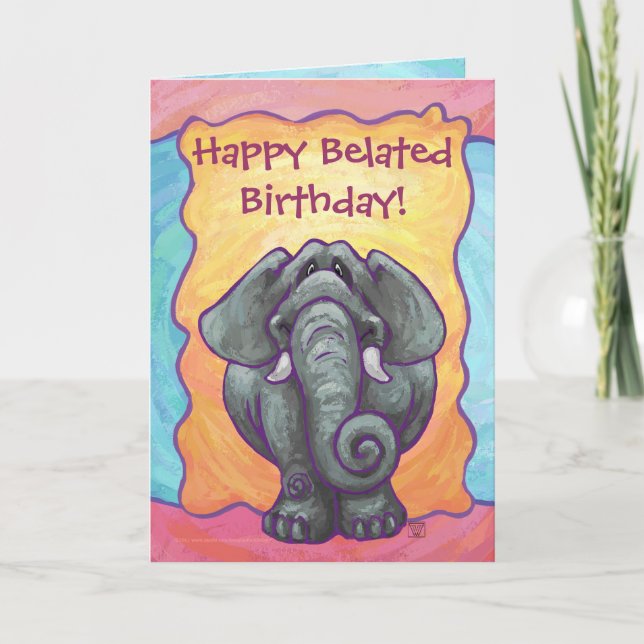 Fun Elephant Beldate Anniversaire Carte (Devant)