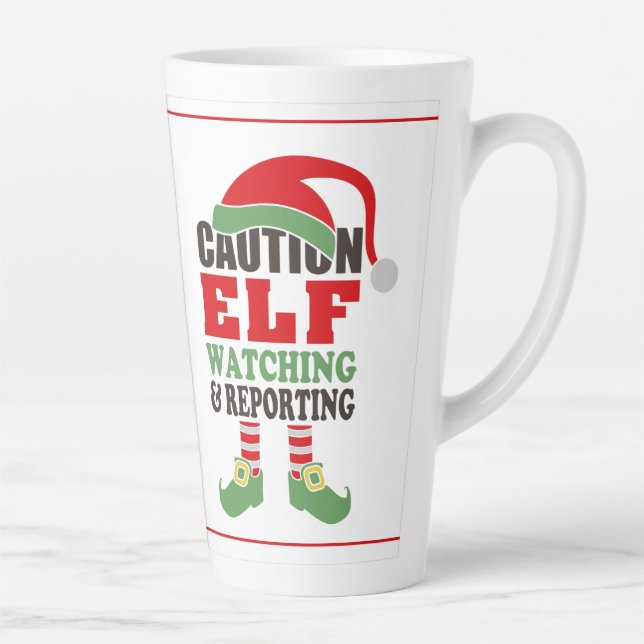 Fun ELF REGARDER Noël Latte Mug (Droite)