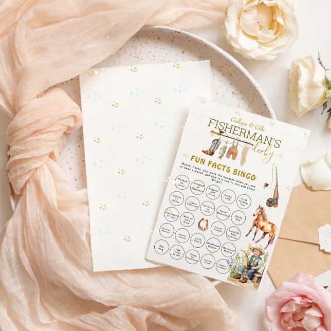 Fun Facts Bingo Pêcheur Baby shower Derby Jeu (Créateur téléchargé)
