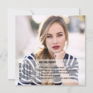 Fun facts graduation faire-part 2 photo moderne