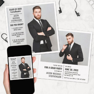 Fun facts graduation faire-part 2 photo moderne