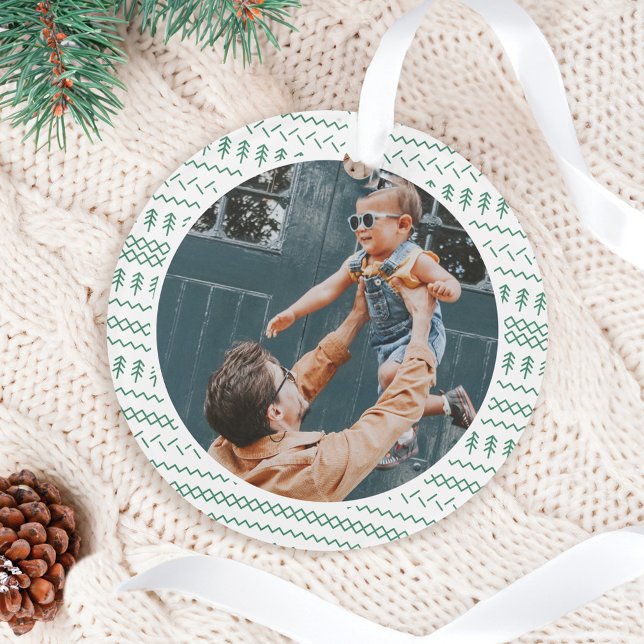 Fun Festive Green Knished Motif (Fun Festive Green Knitted Stitched Pattern Ornament)