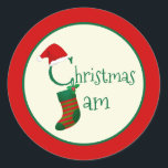 Fun Festive Whimsical Christmas Jam Sticker Étique<br><div class="desc">Décorez vos bocaux cadeaux de Noël avec ces étiquettes autocollants festifs super mignons qui sont pleins de plaisir et de fantaisie. Le C à Noël porte un chapeau de Père Noël et le J à la confiture est un adorable bas rayé avec une branche de saint et est suspendu au...</div>