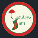 Fun Festive Whimsical Christmas Jam Sticker Étique<br><div class="desc">Décorez vos bocaux cadeaux de Noël avec ces étiquettes autocollants festifs super mignons qui sont pleins de plaisir et de fantaisie. Le C à Noël porte un chapeau de Père Noël et le J à la confiture est un adorable bas rayé avec une branche de saint et est suspendu au...</div>