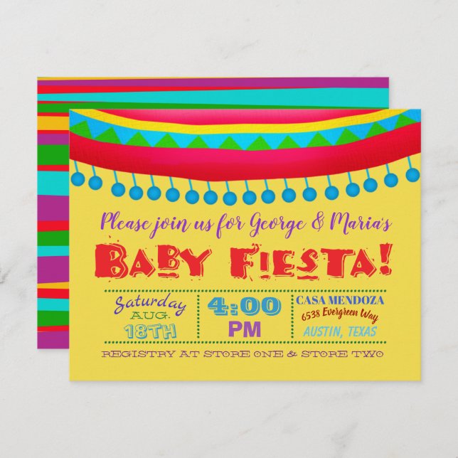 Fun Fiesta Baby Shower Invitations (Devant / Derrière)