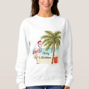 Fun Flamant rose Tropical Sweatshirt de Noël