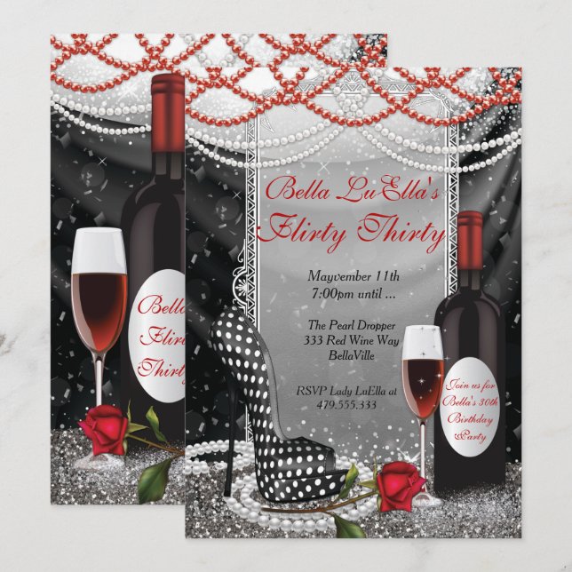 Fun Flirty Anniversaire Fête Invitations (Devant / Derrière)