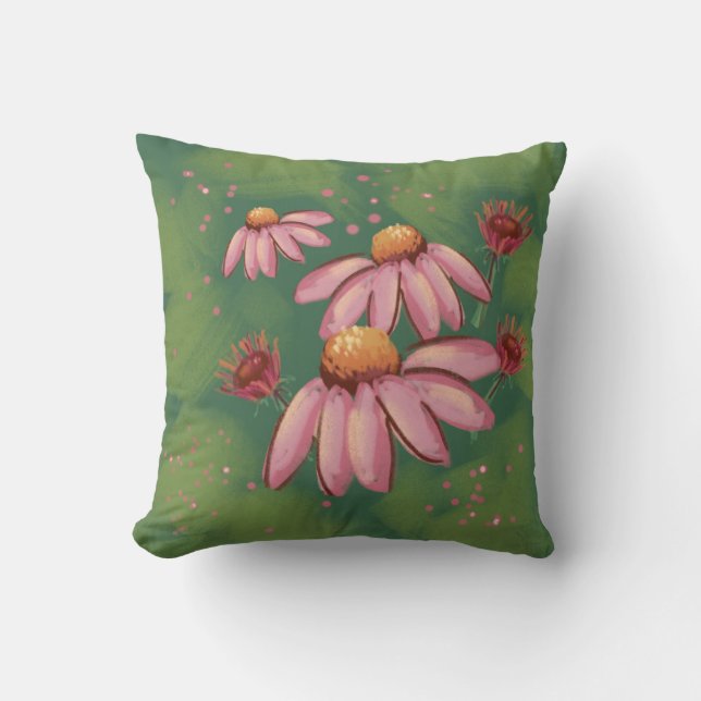 Fun Flower Coussin en Pinks & Greens - Echinacea (Recto)