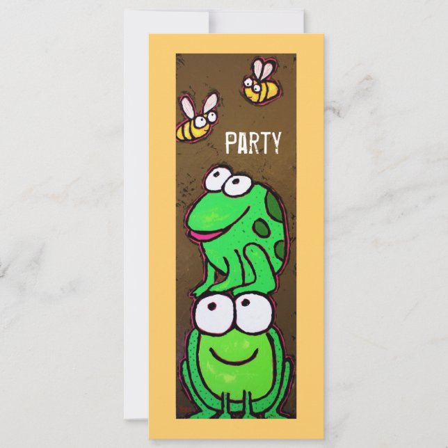 Fun frog et abeilles Invitation de la fête (Devant)