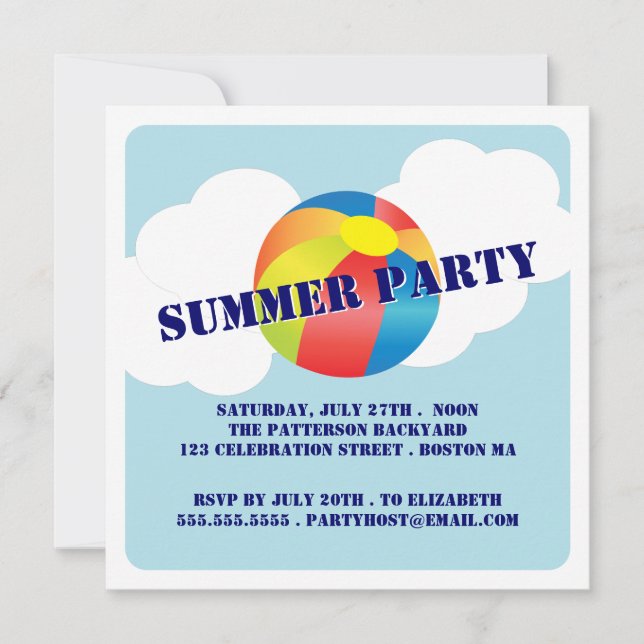 Fun Fun Fun Time Beach Ball Invitation (Devant)