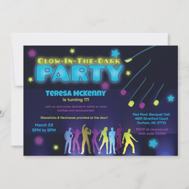 Fun Glow in the Dark Party Invitation (Devant)