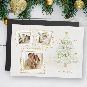 Fun Gold Doodle Frame Peace on Earth 3-Photo